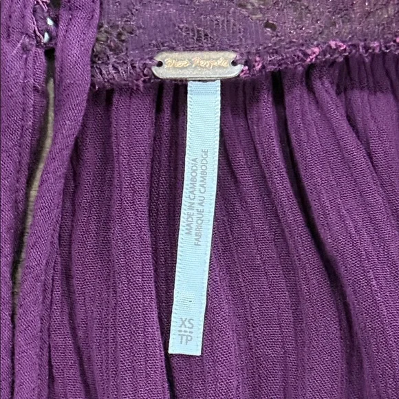 Free People Whimsigoth Fairy Flutter By Lace Oversized Blouse in Purple Size XS - Picture 8 of 9